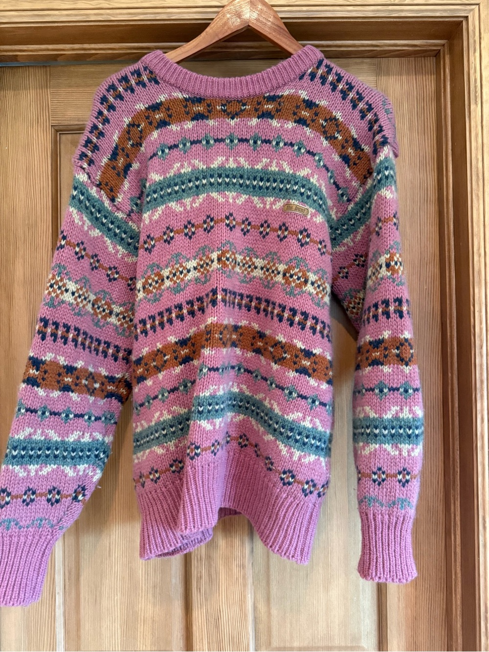 Pink Patterned Women's Sweater wool